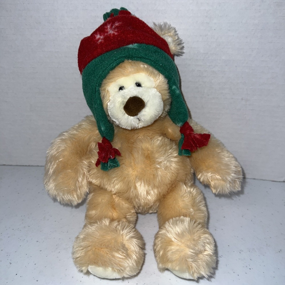 Gund Snowdrop Plush Bear W/ Hat Tan 12" Snowflakes Stuffed Toy Winter Christmas